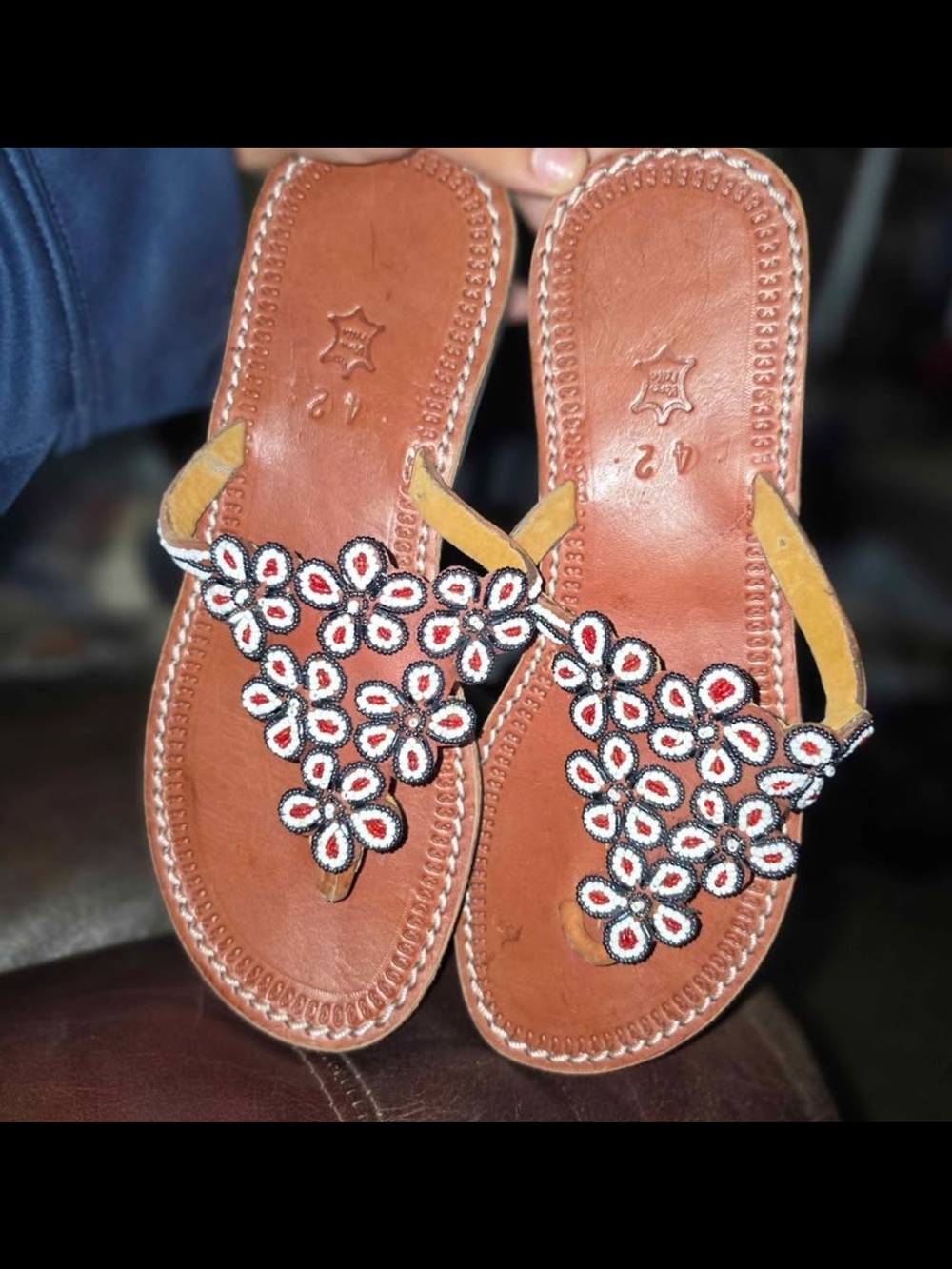 Handcrafted Leather African Beaded Sandals Made In Kenya!